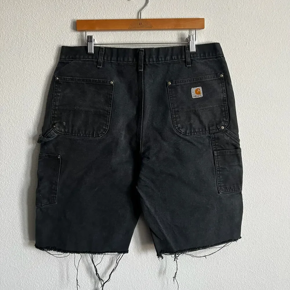 Carhartt faded black double knee work wear carpenter shorts